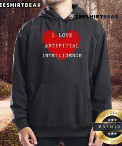 Alt Text: Top I Love Artificial Intelligence Hoodie in black, featuring a bold AI graphic, perfect for tech enthusiasts.