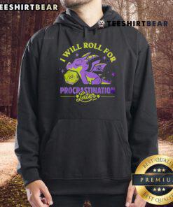 Cozy lazy dragon hoodie featuring 'Top I Will Roll For Procrastination Later' design, perfect for comfortable lounging.