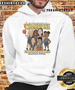 Top Indiana Fever caricature hoodie celebrating the 2025 WNBA Commissioner's Cup Champions in vibrant colors.