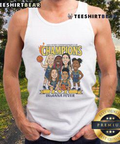 Alt Text: Top Indiana Fever caricature tank top celebrating the 2025 WNBA Commissioners Cup Champions.