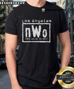 Top Los Angeles NWO New World Order T-Shirt featuring bold graphics and a trendy design for fans of conspiracy culture.