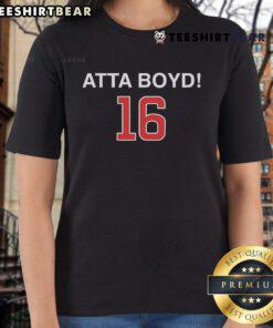 Alt Text: Top Matthew Boyd Atta Boy 16 Chicago Cubs Ladies Tee featuring a stylish design for female fans.