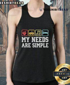 Alt Text: Top My Needs Are Simple Ramen Video Game Music Sleep Tank Top featuring a playful graphic design for gamers.