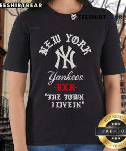 Top New York Yankees Raised in New York Town ladies tee featuring team logo and stylish design for fans.