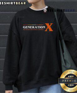 Generation X sweatshirt featuring 'Just Trauma and Saturday Cartoons' design, perfect for nostalgic fans of 90s culture.