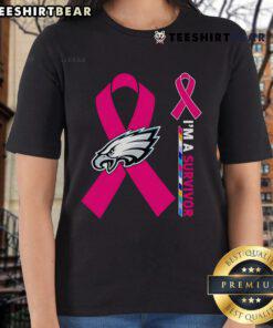 Top Philadelphia Eagles X Cancer Awareness 'I'm A Survivor' Ladies Tee showcases support for survivors in team colors.