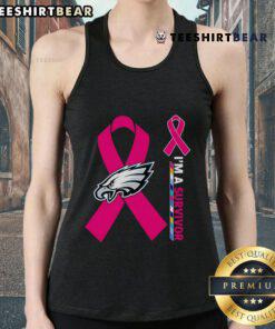 Top Philadelphia Eagles X Cancer Awareness 'I'm A Survivor' tank top showcasing team spirit and support for cancer survivors.