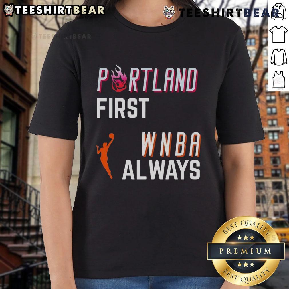 Alt Text: Top Portland First WNBA Always Ladies Tee showcasing vibrant design and team spirit, perfect for fans and casual wear.
