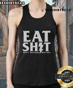 Top Rusty Butcher Eat Shit MFG USA Bolt Tank Top featuring bold graphics and a stylish design perfect for casual wear.