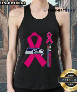 Top Seattle Seahawks X Cancer Awareness 'I'm A Survivor' Tank Top showcasing support for cancer survivors and football fans.