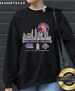 Philadelphia Phillies World Series sweatshirt featuring 'Thank You For The Memories' and skyline design.