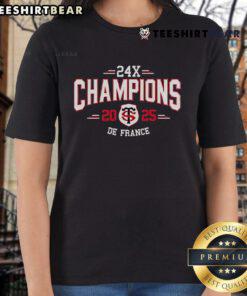 Alt Text: Top Stade Toulousain 24X Champions de France 2025 Ladies Tee showcasing vibrant design and team pride.