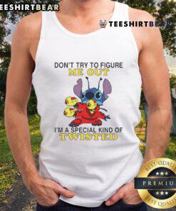 Top Stitch twisted tank top featuring unique design and playful text: 'Don't try to figure me out, I'm a special kind of twisted.'