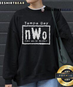 Alt Text: Top Tampa Bay nWo New World Order sweatshirt featuring bold logo on a stylish black background.
