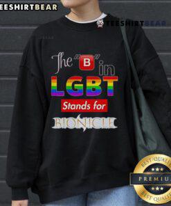 Trendy 'Top The B in LGBT Stands for Bionicle' sweatshirt featuring vibrant graphics and a cozy fit for fans.