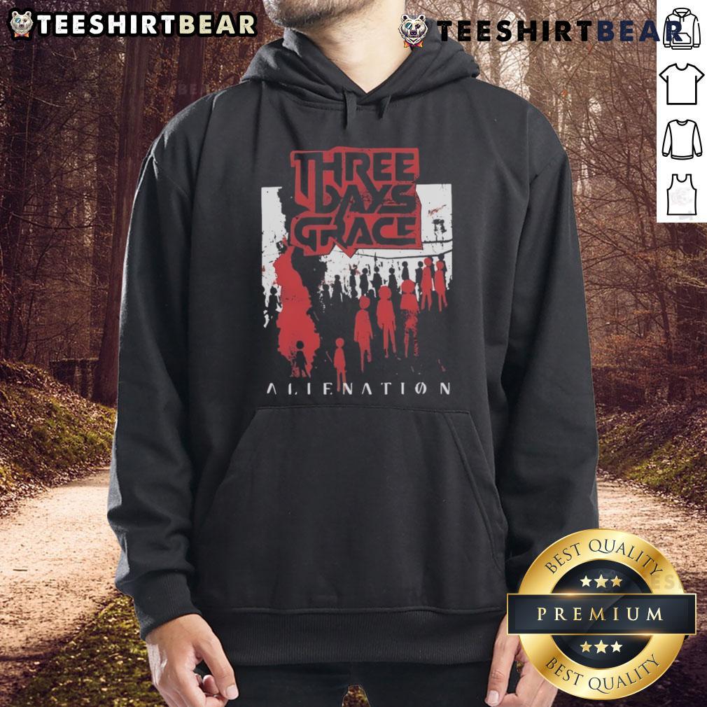 Alt Text: Top Three Days Grace Alienation 2025 Tour Hoodie featuring bold logo and stylish design for fans.