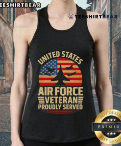 Alt Text: Top United States Air Force veteran proudly served wearing a stylish tank top, showcasing military pride and honor.
