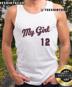 Top Wander Franco My Girl 12 Tank Top in vibrant colors, perfect for casual summer outfits and baseball fans.