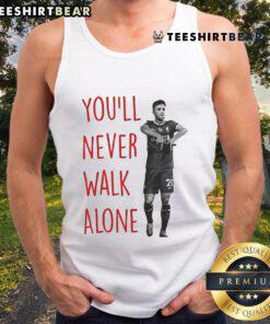 Diogo Jota tank top featuring 'You'll Never Walk Alone' design, perfect for Liverpool fans and sports enthusiasts.