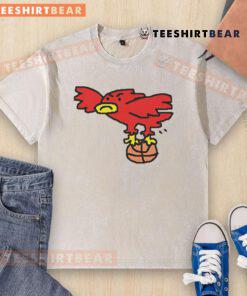 Awesome Atlanta Hawk bird art on a washed t-shirt, showcasing vibrant colors and unique design for bird lovers.