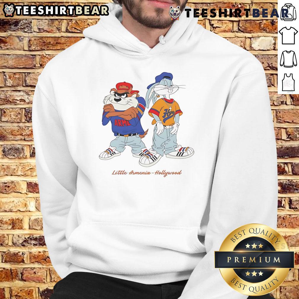 Awesome Bugs Bunny and Taz Little Armenia Hollywood hoodie featuring vibrant cartoon designs and stylish streetwear appeal.