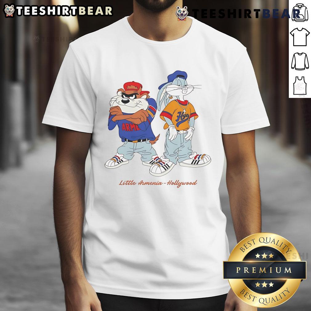 Awesome Bugs Bunny and Taz Little Armenia Hollywood T-Shirt featuring vibrant cartoon graphics for fans of classic animation.