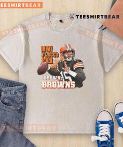 Alt Text: Cleveland Browns football fan wearing a washed t-shirt featuring 'Flacco Era' design, perfect for rugby enthusiasts.