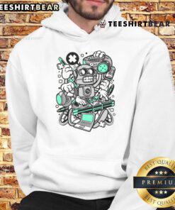 Awesome DJ Robot Hoodie featuring a vibrant robot graphic, perfect for music lovers and streetwear enthusiasts.