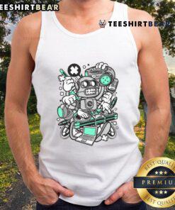Stylish Awesome DJ Robot Tank Top featuring a vibrant graphic design, perfect for music lovers and festival-goers.