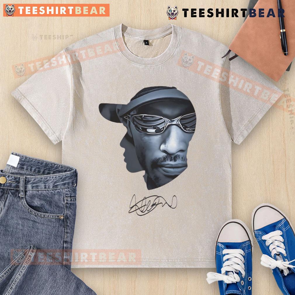 Awesome Ichiro Suzuki sunglasses art signature on a washed t-shirt, perfect for baseball fans and stylish casual wear.