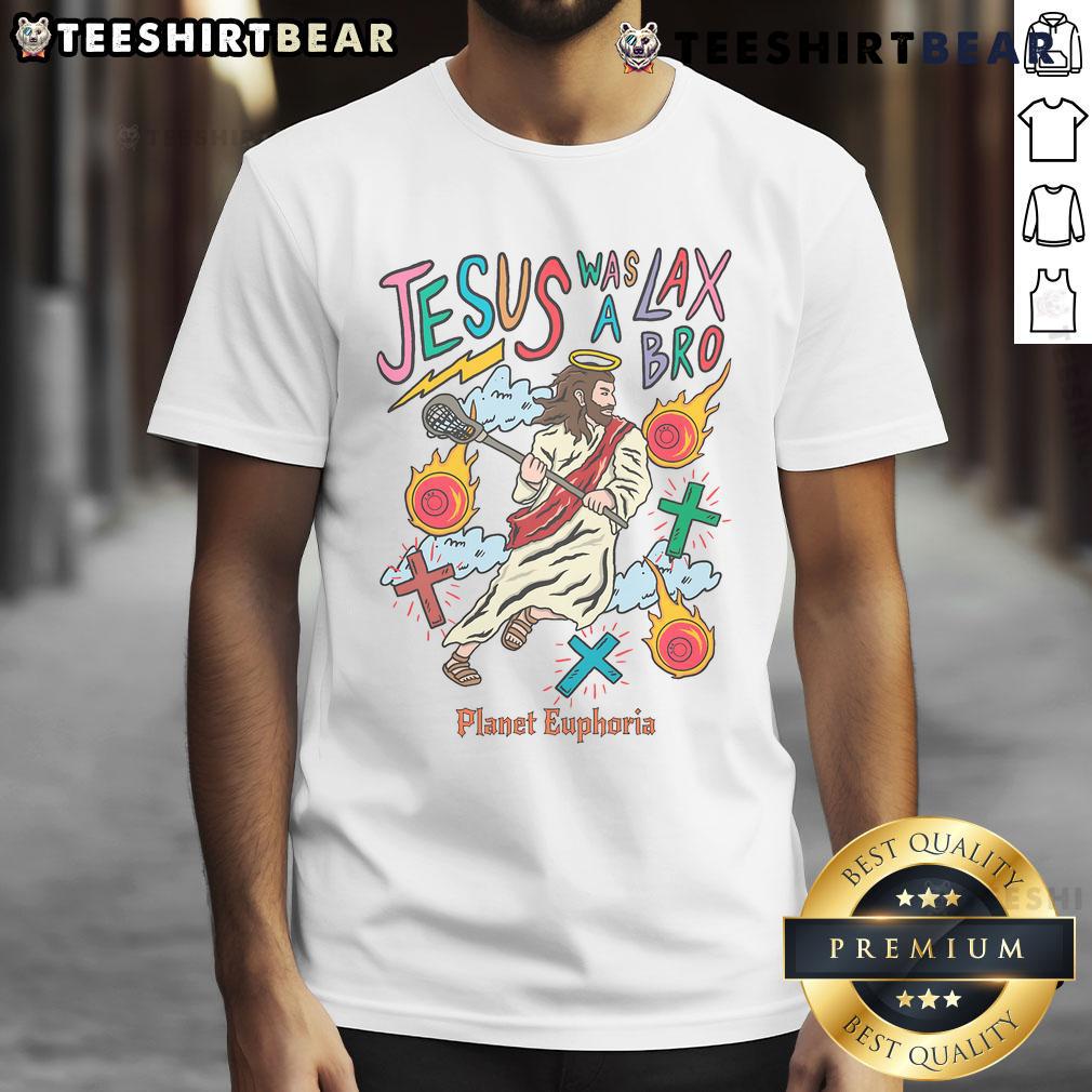 Awesome Jesus Was A Lax Bro Lacrosse T-Shirt featuring a fun design for lacrosse enthusiasts and fans.