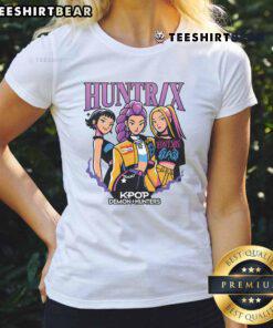 Awesome KPOP Huntress Demon Hunters illustration on a stylish ladies tee, showcasing vibrant artwork and trendy design.
