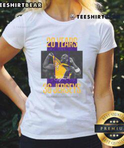 Alt Text: Awesome Los Angeles Lakers Kobe Bryant 20 Years 36 Jerseys Ladies Tee featuring vibrant team colors and iconic design.