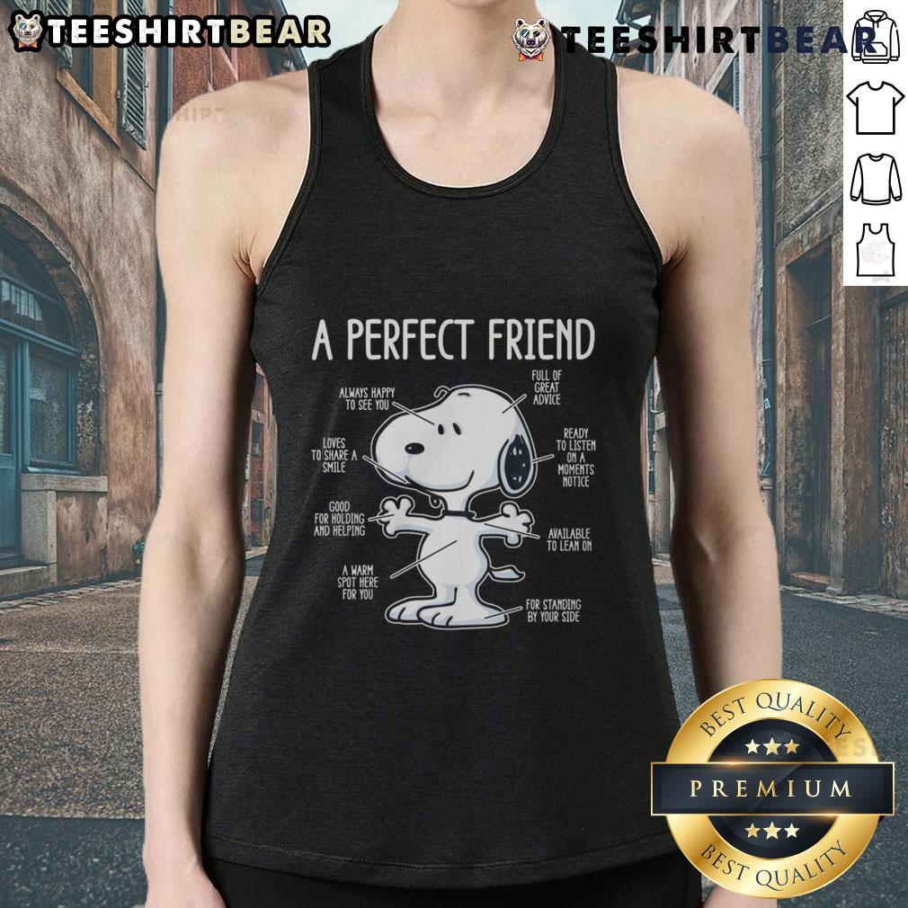 Awesome Snoopy A Perfect Friend cute tank top featuring a colorful Snoopy graphic, perfect for casual summer wear.