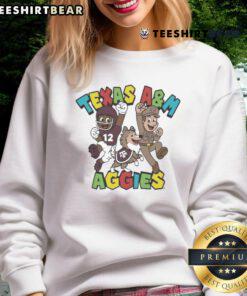Awesome Texas A&M Aggies Character Trio Super Mario sweatshirt featuring vibrant graphics and cozy design.