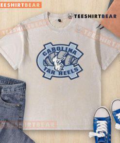 Alt Text: Awesome UNC Tar Heels Carolina Blue Rameses mascot ram logo on a stylish washed t-shirt for fans.