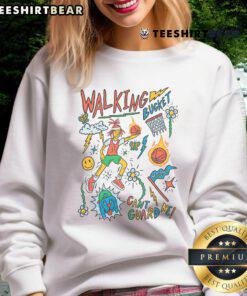 Colorful basketball art sweatshirt featuring a unique 'Awesome Walking Bucket Can't Guard Me' design.
