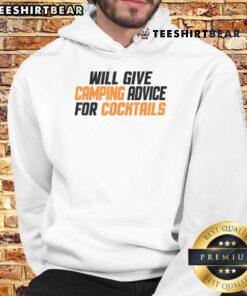 Awesome Will Give Camping Advice for Cocktails Hoodie displayed on a model in a scenic outdoor setting.
