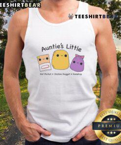 Alt Text: Cute auntie wearing a 'Little Hot Pocket Chicken Nugget Gumdrop' tank top, showcasing fun and quirky fashion.