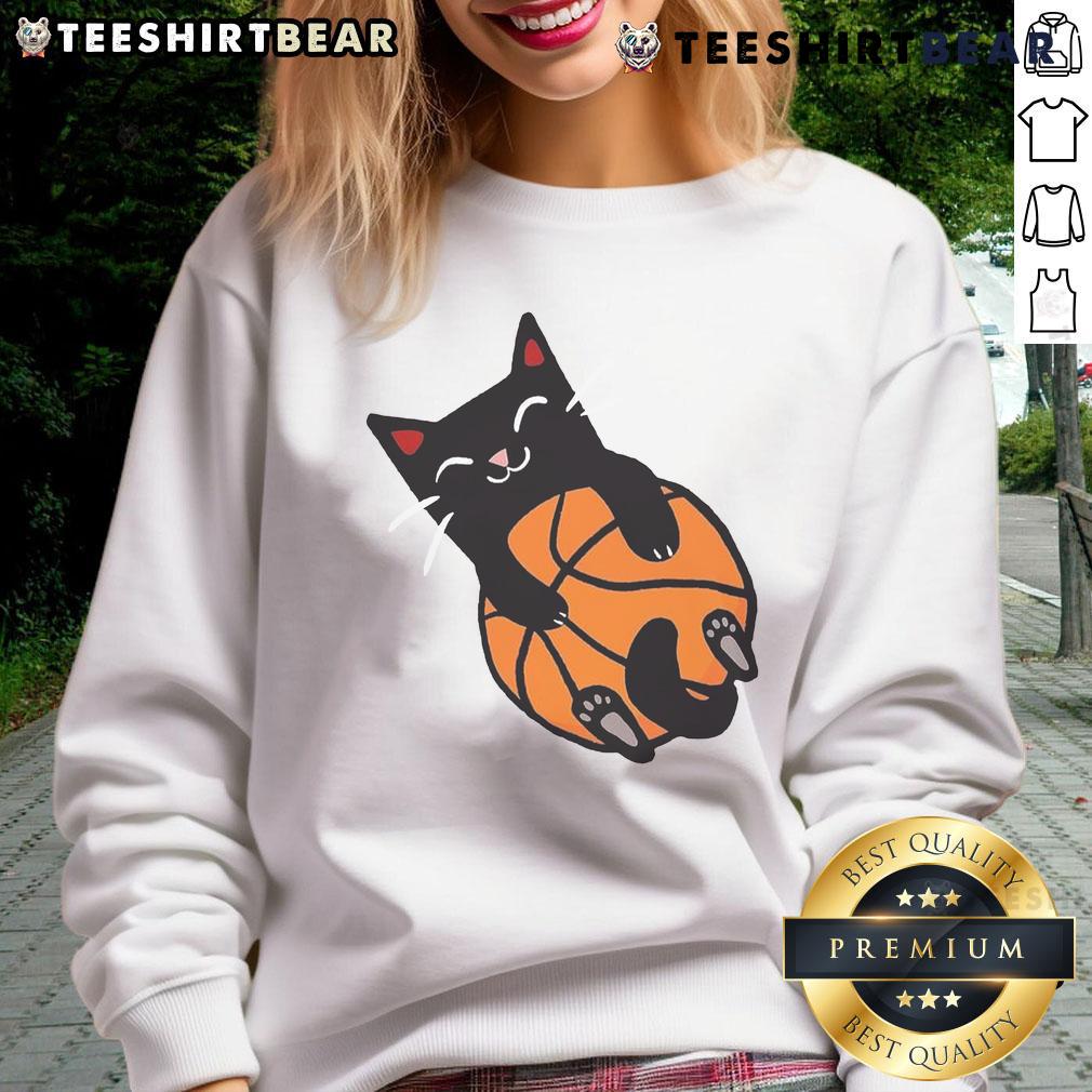 Adorable cat wearing a cute basketball sweatshirt, perfect for pet lovers and sports fans.