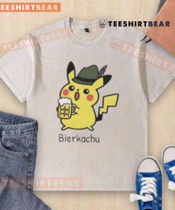 Alt Text: Cute Bierkachu Pikachu beer-themed washed t-shirt featuring a playful design, perfect for Pokmon and beer lovers.