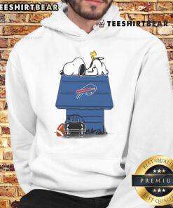 Alt Text: Cute Buffalo Bills football hoodie featuring Snoopy and Woodstock from The Peanuts, perfect for fans and cozy wear.