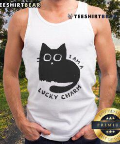 Cute cat I Am A Lucky Charm tank top featuring an adorable feline design perfect for cat lovers.