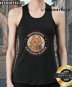 Adorable cat graphic on a retro tank top, promoting a fun vibe for 'Cute Cat Pro Cartridge Blower Since the 80s' style.