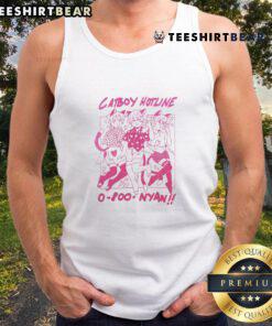 Alt Text: Cute Catboy Hotline tank top featuring a playful Nyan design, perfect for cat lovers and anime fans.