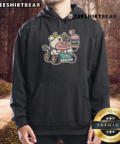 Cute Cow Burger Racer Fast Food Hoodie featuring a playful cow design, perfect for casual style and food lovers.