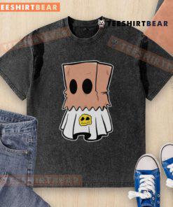 Adorable cute ghost design on a Halloween washed t-shirt, perfect for festive celebrations and casual wear.