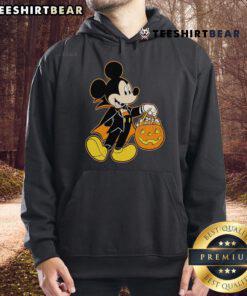 Alt Text: Cute Mickey Mouse Halloween Dracula pumpkin candy glow hoodie for kids, perfect for festive trick-or-treating adventures.