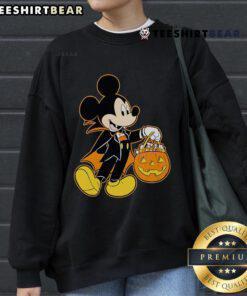 Alt Text: Cute Mickey Mouse Halloween Dracula pumpkin candy glow sweatshirt perfect for festive celebrations and cozy nights.