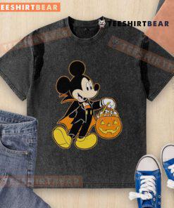 Cute Mickey Mouse Halloween Dracula pumpkin candy glow t-shirt for kids, perfect for spooky celebrations.